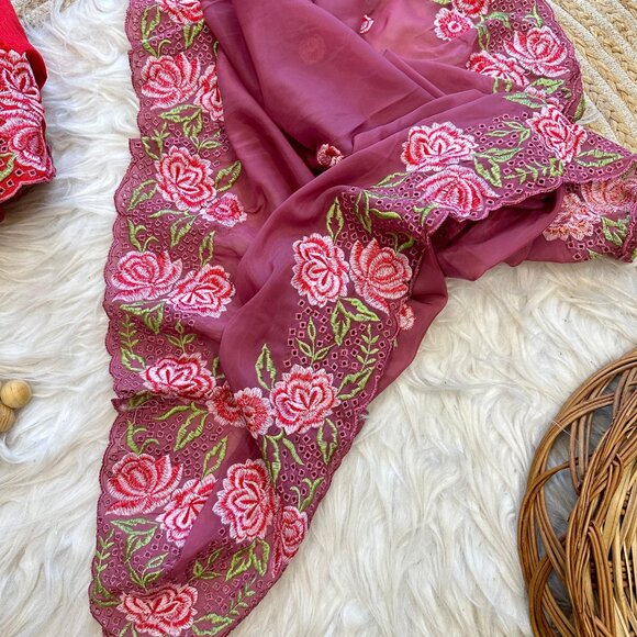 Organza silk--saree - Picture 6 of 11